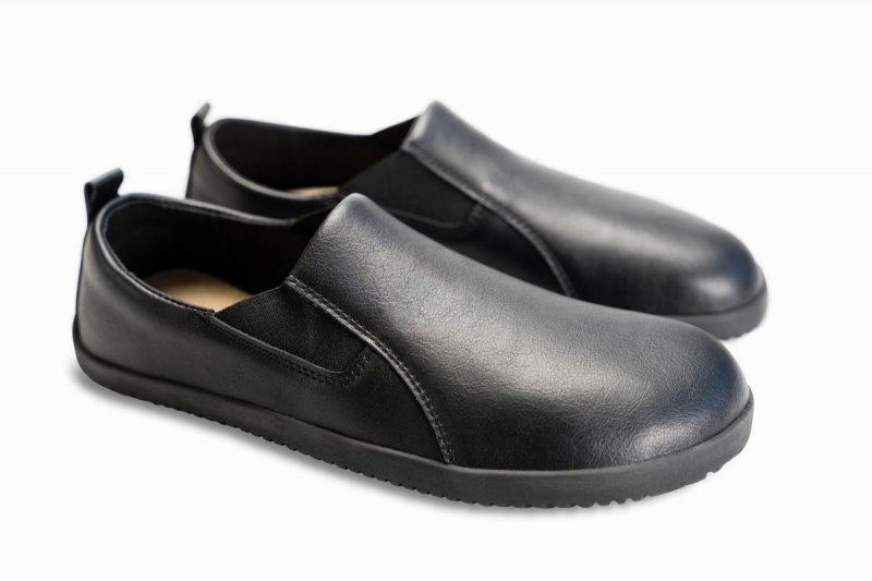 Ahinsa Vegaaniset Nahkaiset Barefoot Miesten Slip On Tennarit Mustat | CVI8346JD